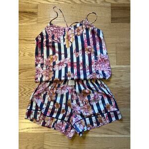 Victoria Secret Floral Stripe Silk PJ Set